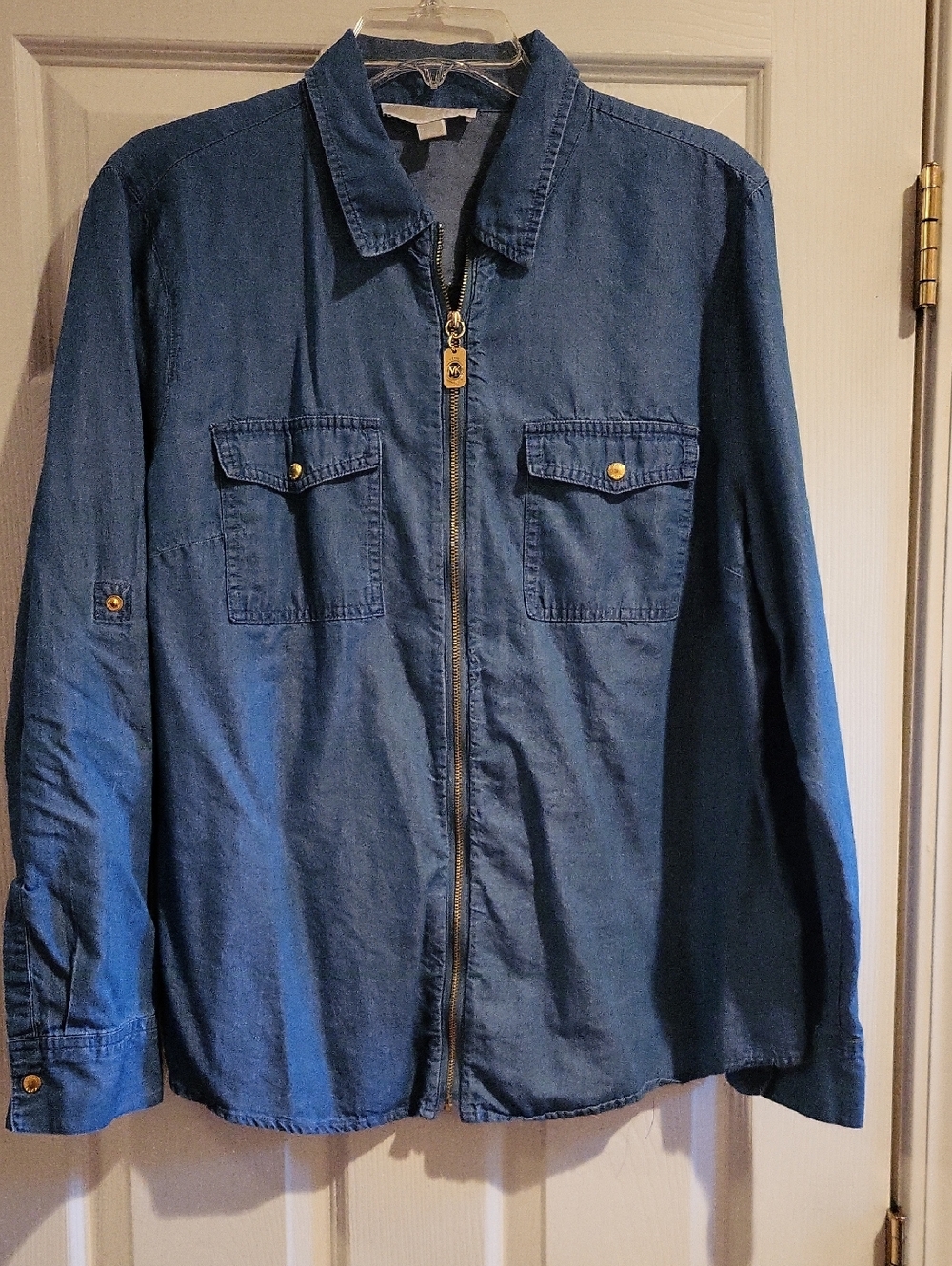 Michael Kors Indigo Denim Zip Shirt Jacket Women's Size XL
